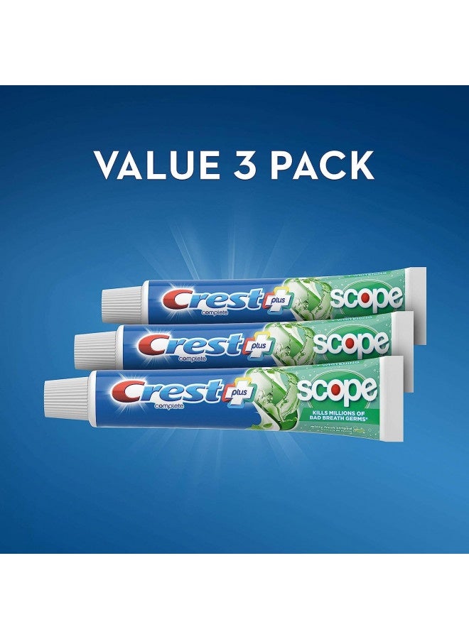 Crest + Scope Complete Whitening Toothpaste, Minty Fresh, 5.4 Oz (Pack Of 3)