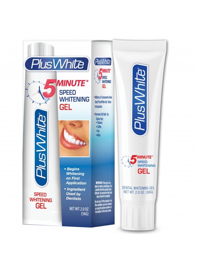 Plus White Speed Whitening Gel - 5 Minute Results - Professional At Home Teeth Whitening W/Dentist Approved Ingredient And Tooth Stain Remover (2 Oz)