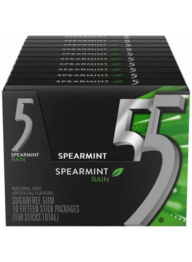 5 Gum Spearmint Rain Sugarfree Gum, 15 Piece (10 Pack)