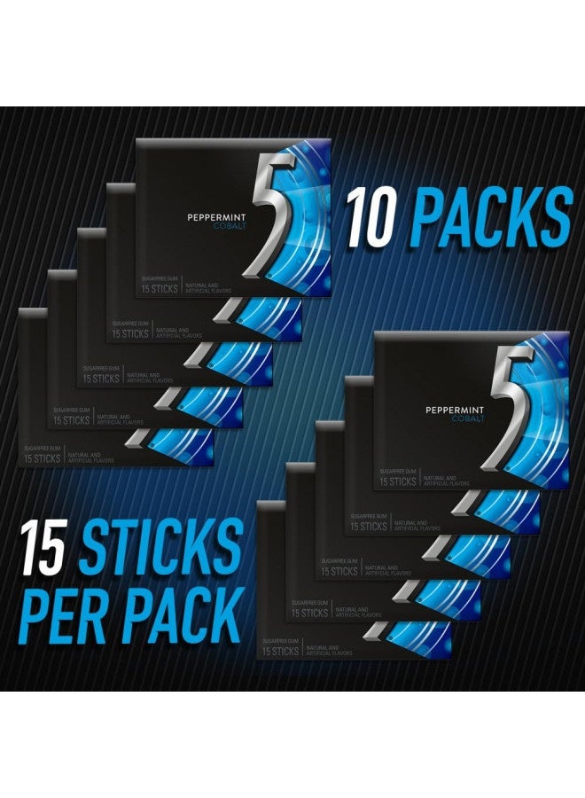 5 Gum Peppermint Cobalt Sugarfree Gum, 15 Piece (10 Pack)