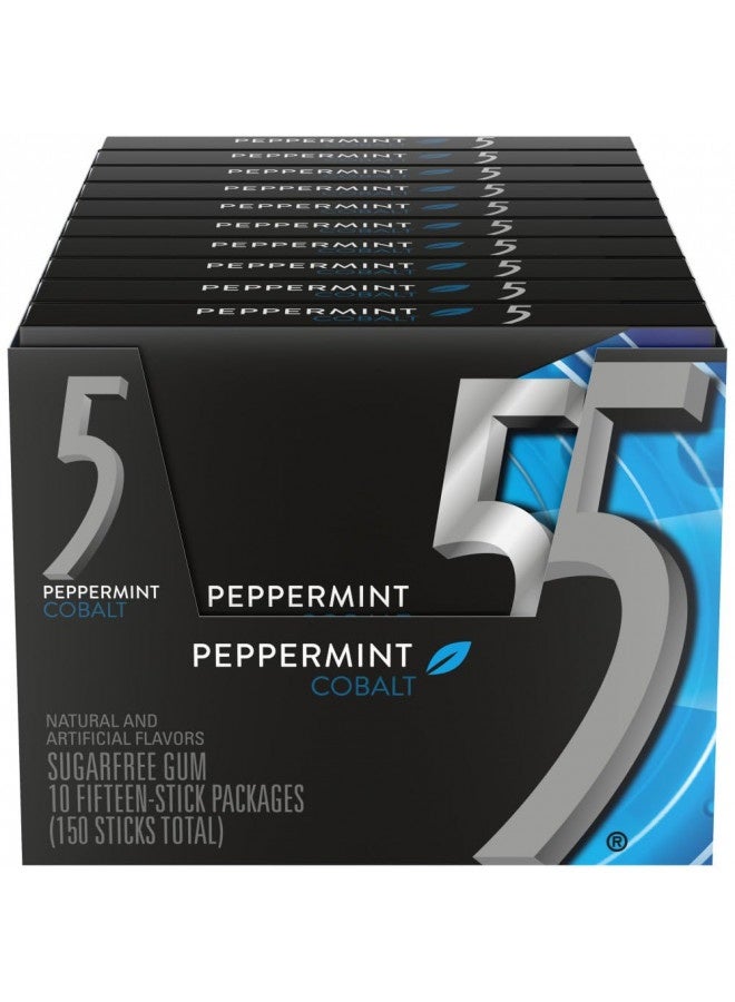 5 Gum Peppermint Cobalt Sugarfree Gum, 15 Piece (10 Pack)