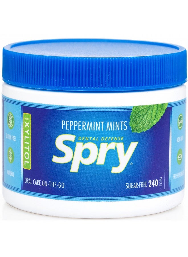 Spry Xylitol Peppermint Sugar Free Candy - Breath Mints That Promote Oral Health, Dry Mouth Mints That Increase Saliva Production, Stop Bad Breath, 240 Count (Pack Of 2)