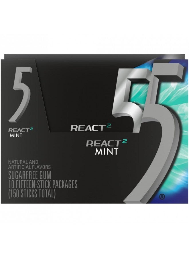 (10 Pack) 5 Gum React Mint Gum Sugar Free Chewing Gum Bulk, 15 Stick Box