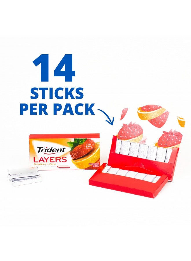 Trident Layers Strawberry And Citrus Sugar Free Gum, 12 Packs Of 14 Pieces