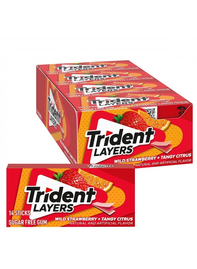 Trident Layers Strawberry And Citrus Sugar Free Gum, 12 Packs Of 14 Pieces