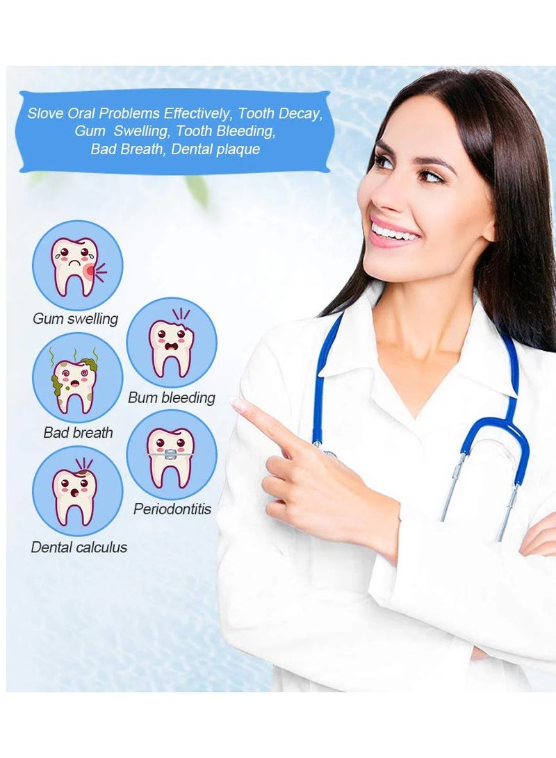 Fc159 Blue Cordless Dental Water Flosser Oral Irrigator High Pressure 1800 Pulses Per Minute 360° Rotating Nozzle 3 Modes Travel Bag
