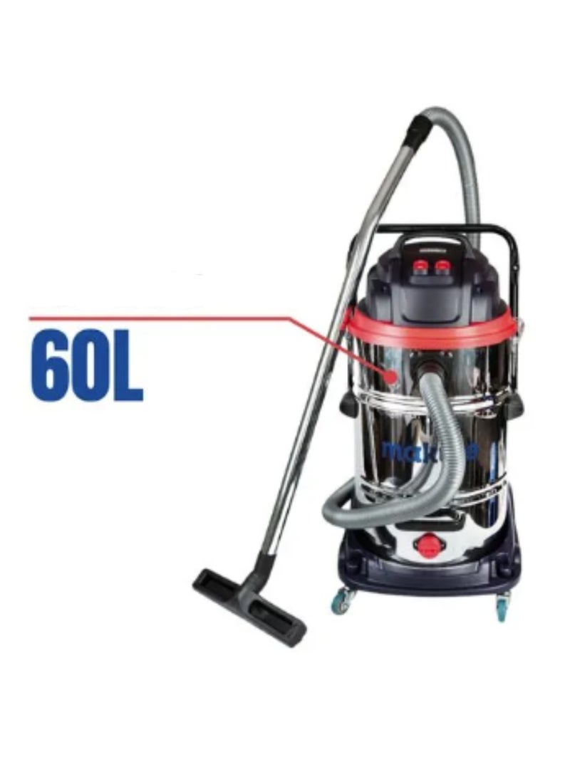 60L Vacuum Cleaner  with 2400W ≥19 kPa Suction degree 35l/s Air flow  Copper Moter SS Tank for  Both Wet & Dry Cleaning Task (VC121-60)