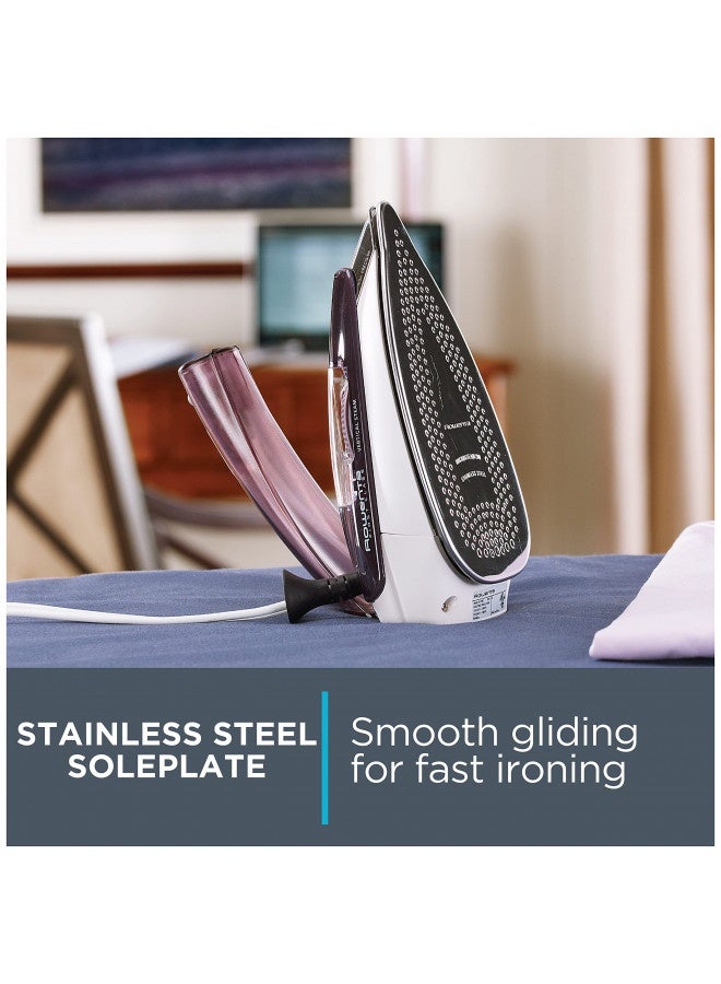 Rowenta Pro Compact Stainless Steel Soleplate Steam Iron For Clothes 200 Microsteam Holes, Cotton, Wool, Poly, Silk, Linen, Nylon 1000 Watts Ironing, Fabric Steamer, Travel, Dual Voltage Da1560