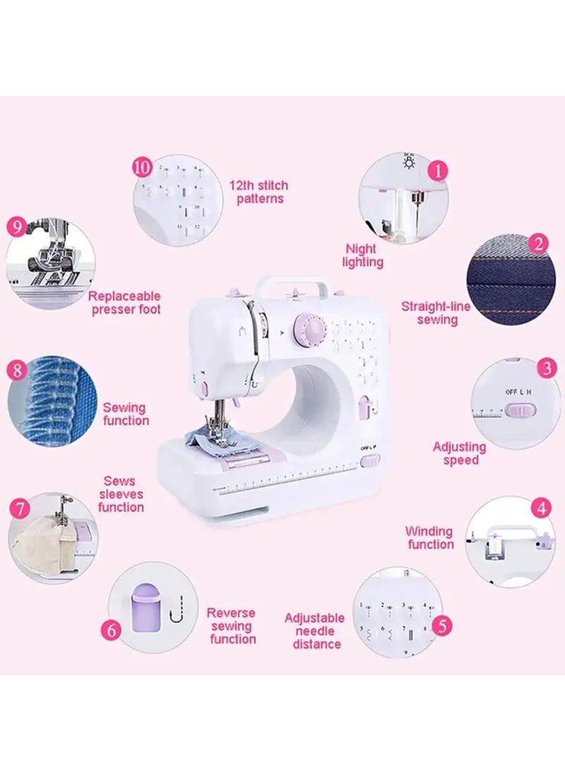 Sewing Machine,Portable Electric Sewing Machine Multifunctional,Home Sewing Machine,Adjustable Speed Overlock 12 Stitches Patterns