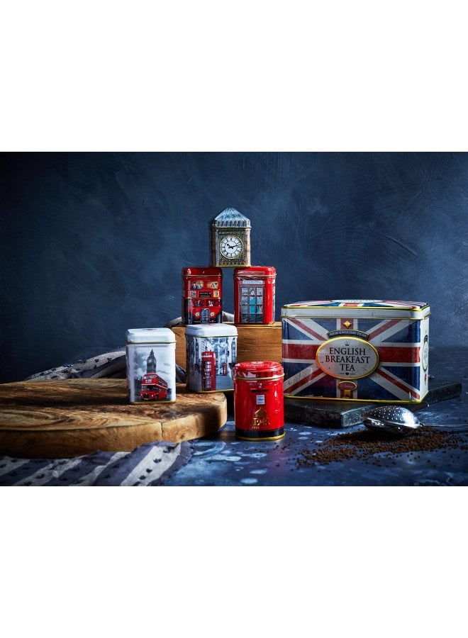 Iconic London Sights 6X Tea Tins With Fine English Breakfast Loose Leaf Tea, British Souvenir, Big Ben, Uk Foods