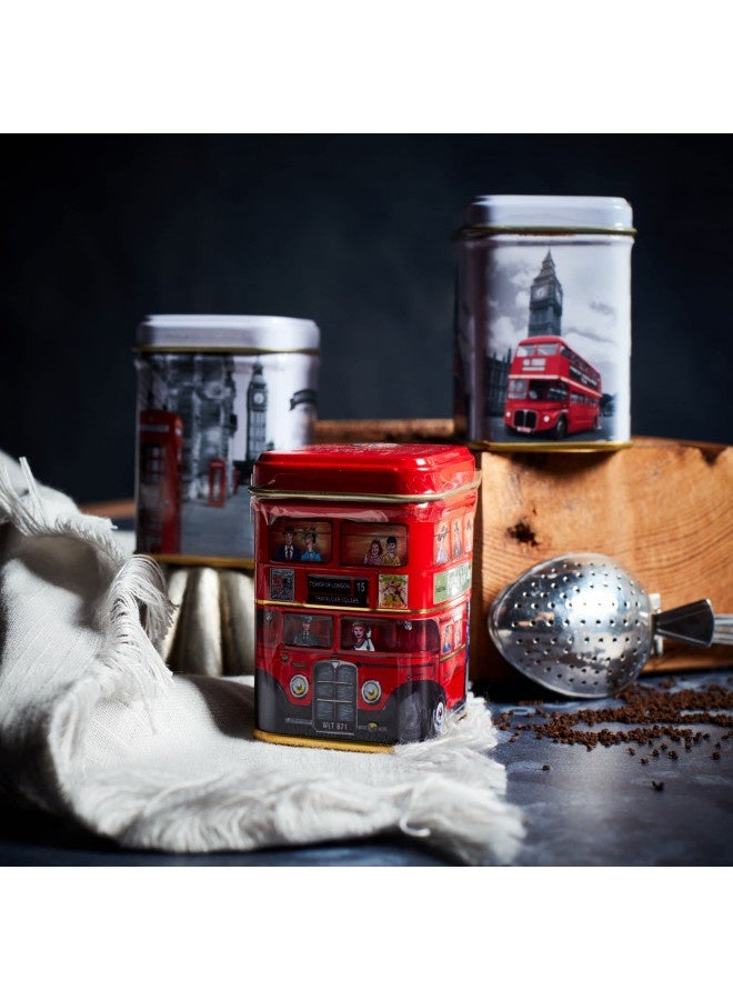 Iconic London Sights 6X Tea Tins With Fine English Breakfast Loose Leaf Tea, British Souvenir, Big Ben, Uk Foods