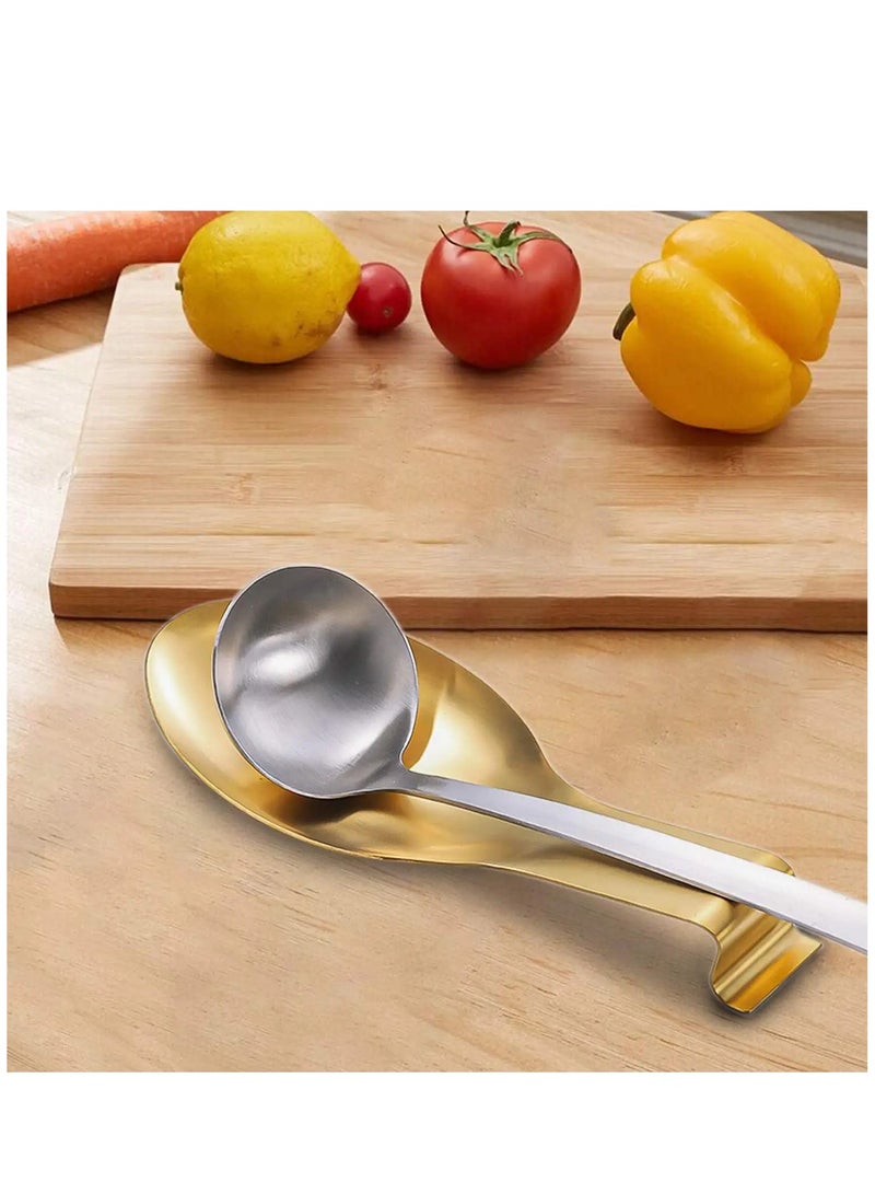 Gold Spoon Rest for Kitchen Counter, Stainless Steel Spoon Holder for Stove Top, Spatula Ladle Spoon Utensils Holder, Gold Kitchen Accessories