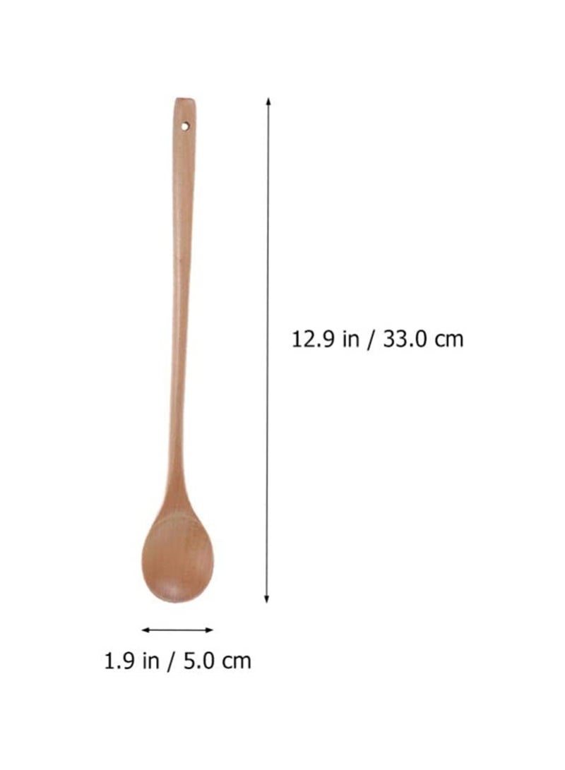 Wood Spoon, 4Pcs Wood Mixing Spoon Long Handle Wooden Spoons Wood Soup Spoons for Kitchen Stirring and Cooking 33CM