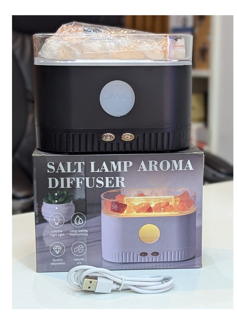 Salt Lamp Essential Oil Diffuser 7 Color Gradient LED Lights Ultrasonic Humidifier Aromatherapy Diffuser Mist Modes For Home Bedroom Office Auto Shut-Off 200ML Black