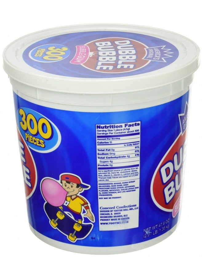 America'S Original Dubble Bubble Bubble Gum 47.6 Ounce Value Tub 300 Individually Wrapped Pieces