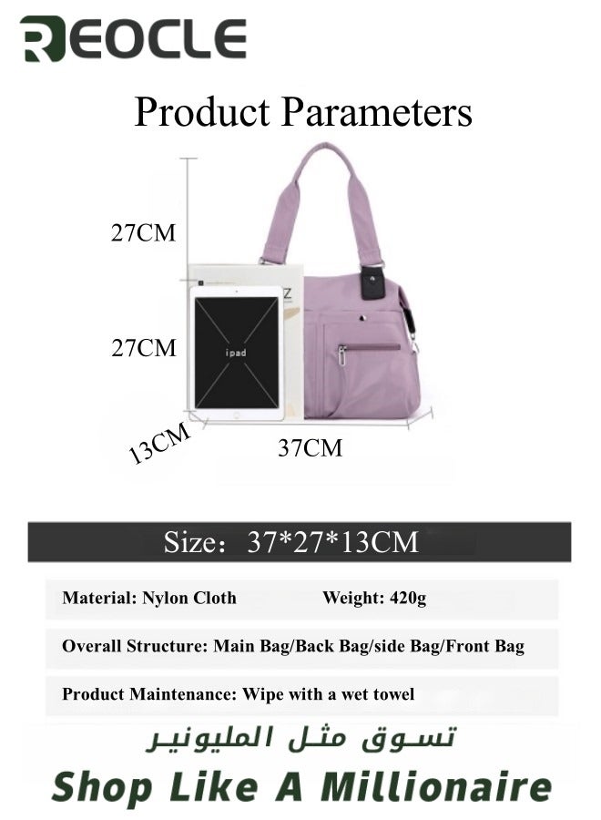 Canvas Tote Bag Waterproof Nylon Multi Pocket Shoulder Bags Laptop Work Bag Purse and Handbags for Women & Men