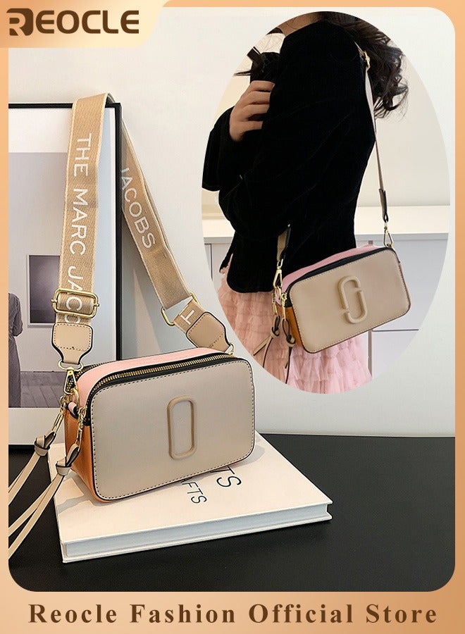 Women's Crossbody Bag Shoulder Bag with Adjustable Wide Strap Square Camera Crossbody Purse HandBag Simple Trendy Small Shoulder Bag