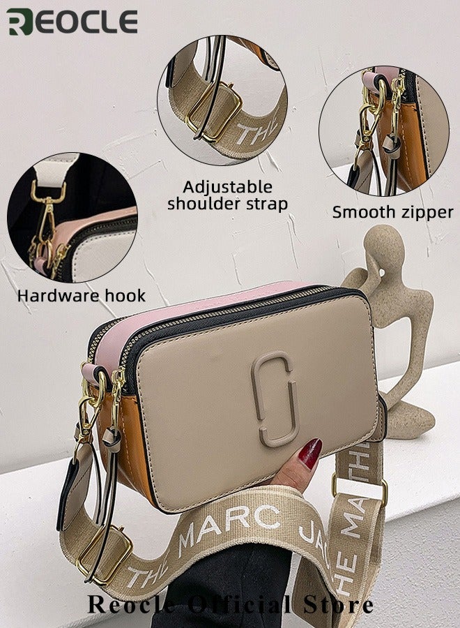 Women's Crossbody Bag Shoulder Bag with Adjustable Wide Strap Square Camera Crossbody Purse HandBag Simple Trendy Small Shoulder Bag