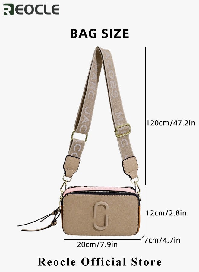 Women's Crossbody Bag Shoulder Bag with Adjustable Wide Strap Square Camera Crossbody Purse HandBag Simple Trendy Small Shoulder Bag