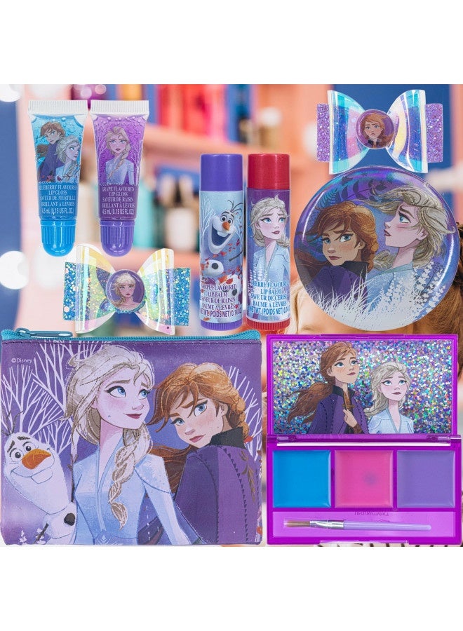 Disney Frozen - Townley Girl Super Sparkly Cosmetic Beauty Makeup Set For Girls With Clips, Lip Gloss, Nail Stickers, Lip Balm, Nail Gems And Mirror For Parties, Sleepovers And Makeovers