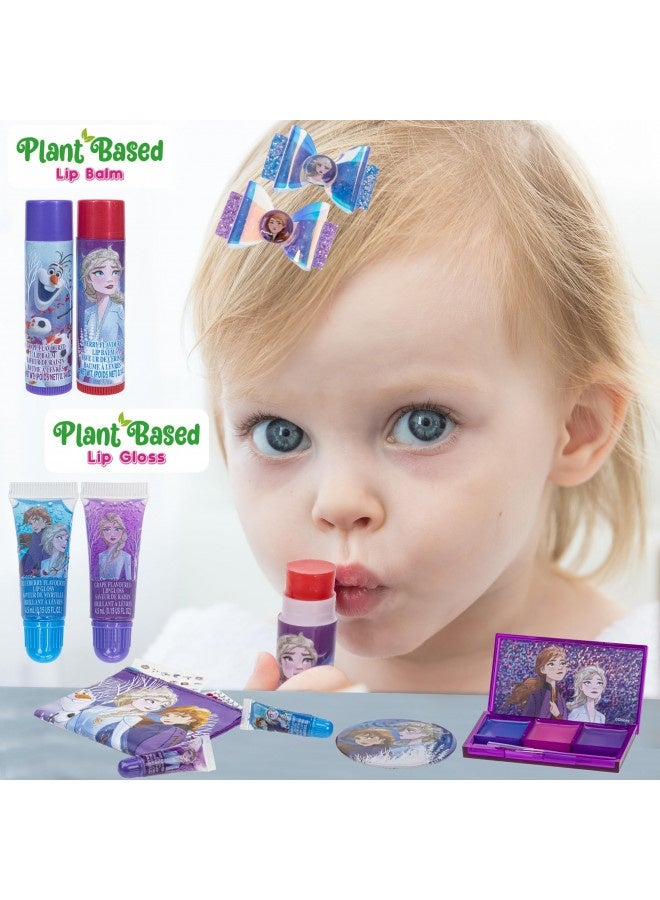 Disney Frozen - Townley Girl Super Sparkly Cosmetic Beauty Makeup Set For Girls With Clips, Lip Gloss, Nail Stickers, Lip Balm, Nail Gems And Mirror For Parties, Sleepovers And Makeovers