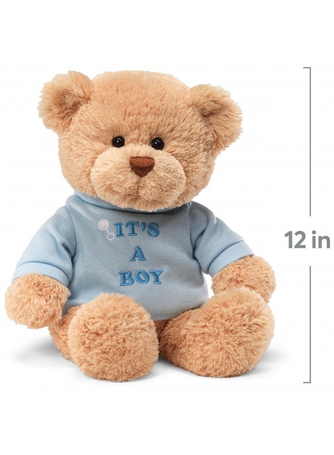 Gund It’S A Boy T-Shirt Teddy Bear Stuffed Animal Plush, Blue, 12”, Tan (15418)