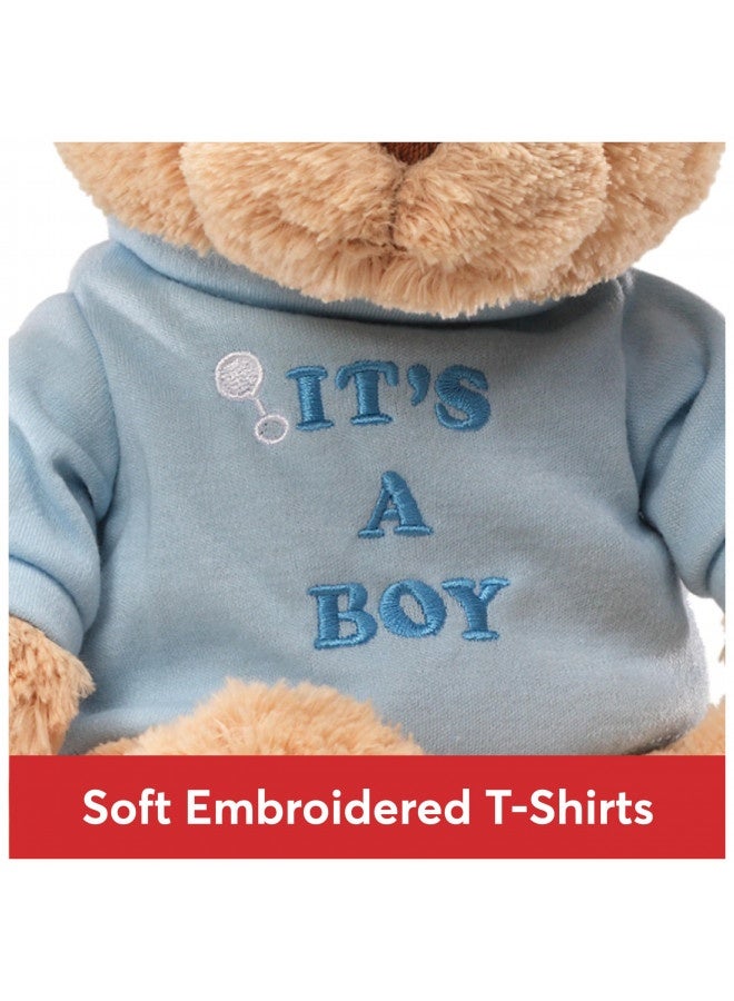 Gund It’S A Boy T-Shirt Teddy Bear Stuffed Animal Plush, Blue, 12”, Tan (15418)