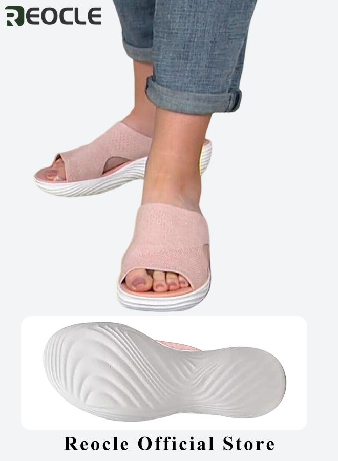 Women's Platform Sandals Stretch Orthopedic Sandals Open Toe Breathable Platform Shoes Beach Slippers Washable Slippers Comfort Walking Wedges