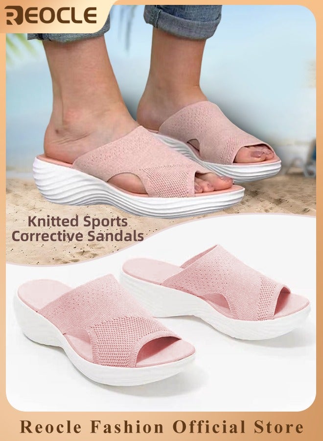 Women's Platform Sandals Stretch Orthopedic Sandals Open Toe Breathable Platform Shoes Beach Slippers Washable Slippers Comfort Walking Wedges