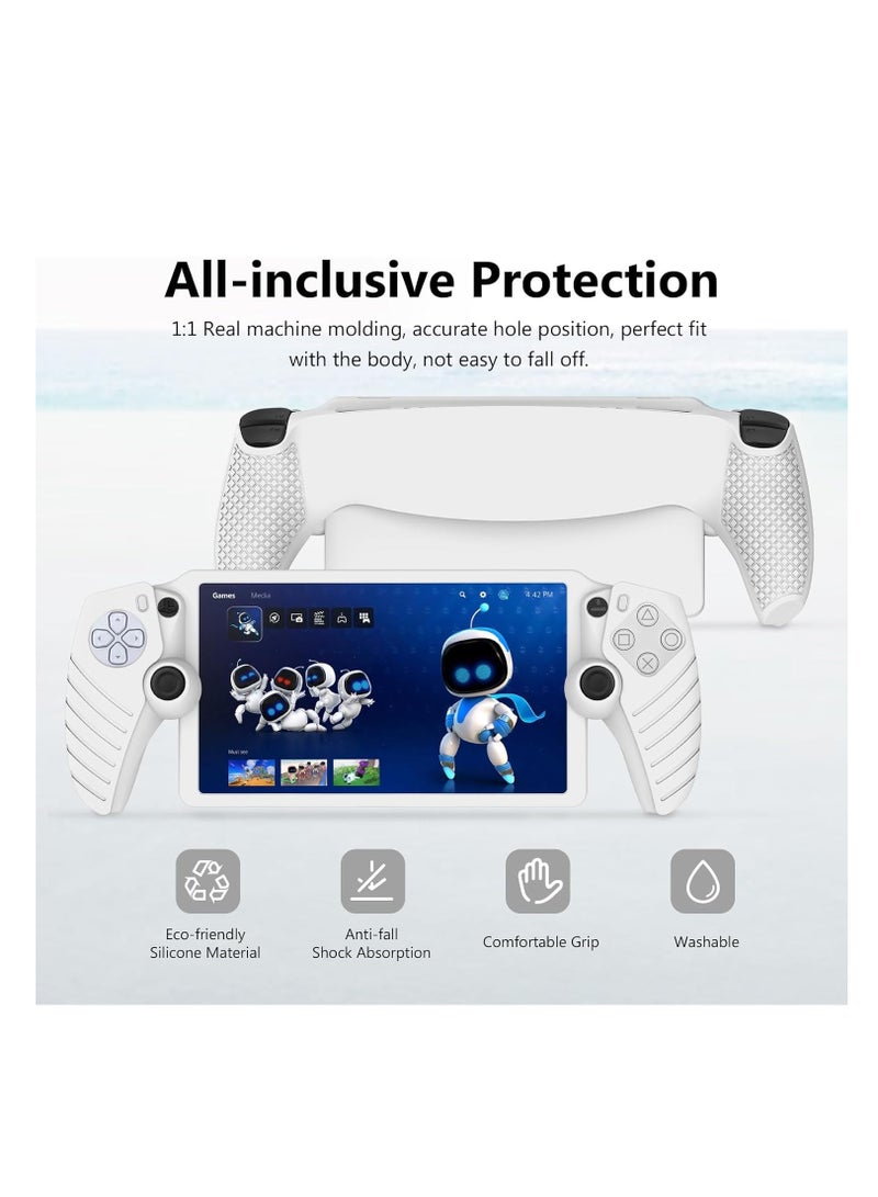 Protective Case for Playstation Portal, Silicone Case Cover All-Around Protection and Non-Slip Thumb Grips Accessories for Playstation Remote Player Playstation Portal Case (White)