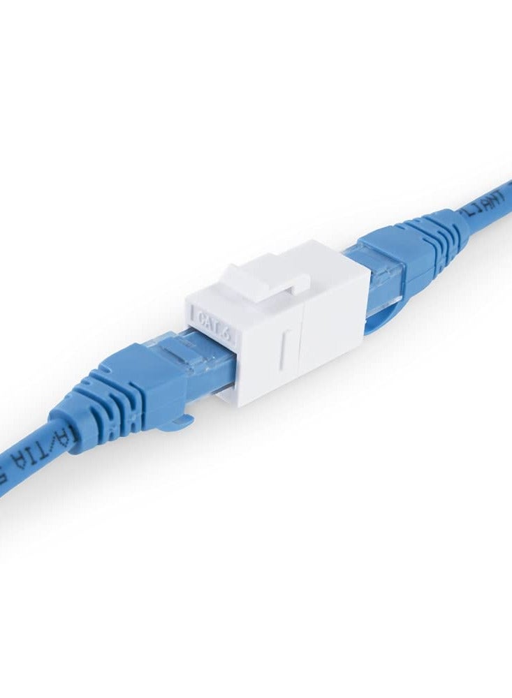 20 Pack RJ45 CAT6 Female to Female Keystone Couplers, UTP In-Line Connectors, White Plug-In Couplers for Network Ethernet Cables