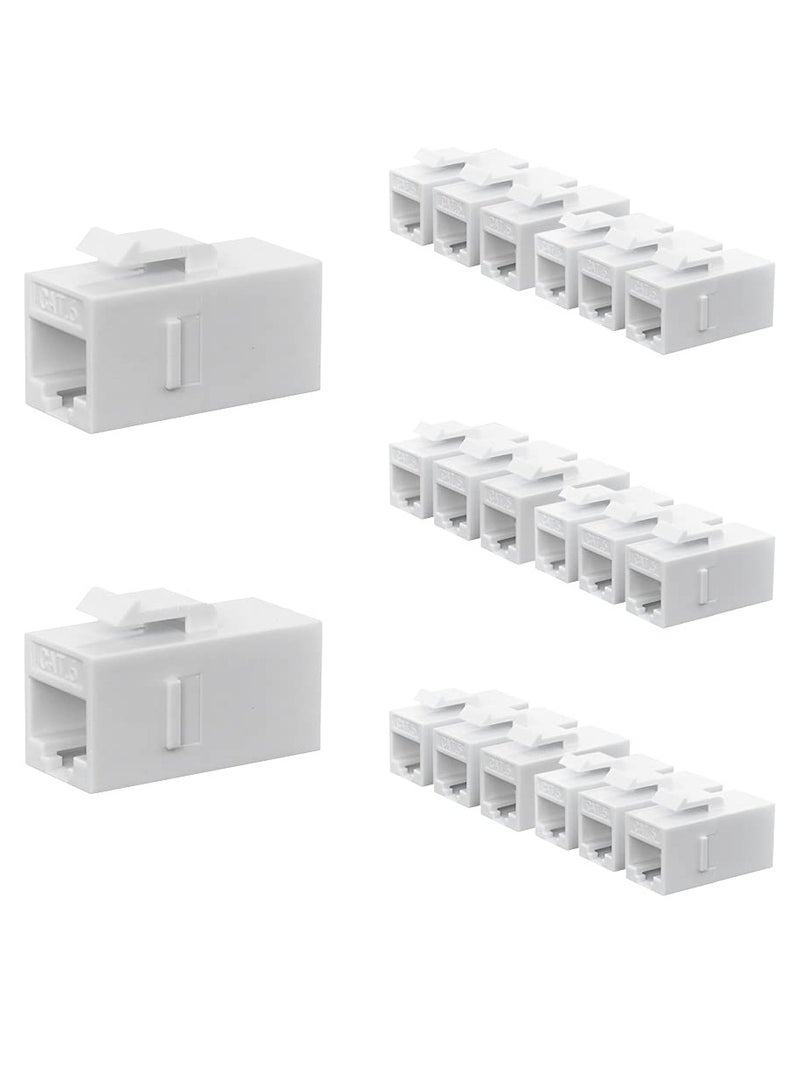 20 Pack RJ45 CAT6 Female to Female Keystone Couplers, UTP In-Line Connectors, White Plug-In Couplers for Network Ethernet Cables