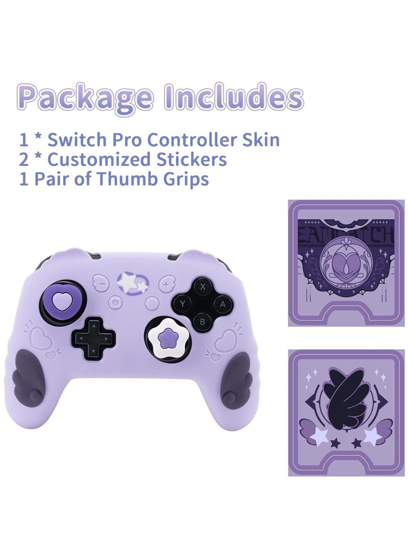 Nintendo Switch Pro Controller Skin Set - Anti-Slip Silicone Protective Cover with 2 Thumb Grip Caps for Enhanced Gaming Experience