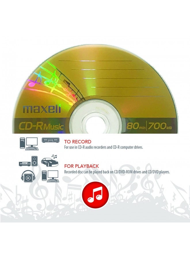 Maxell Cd-R Music Spindle, Audio Only, Blank Media, 50-Pack(625156)