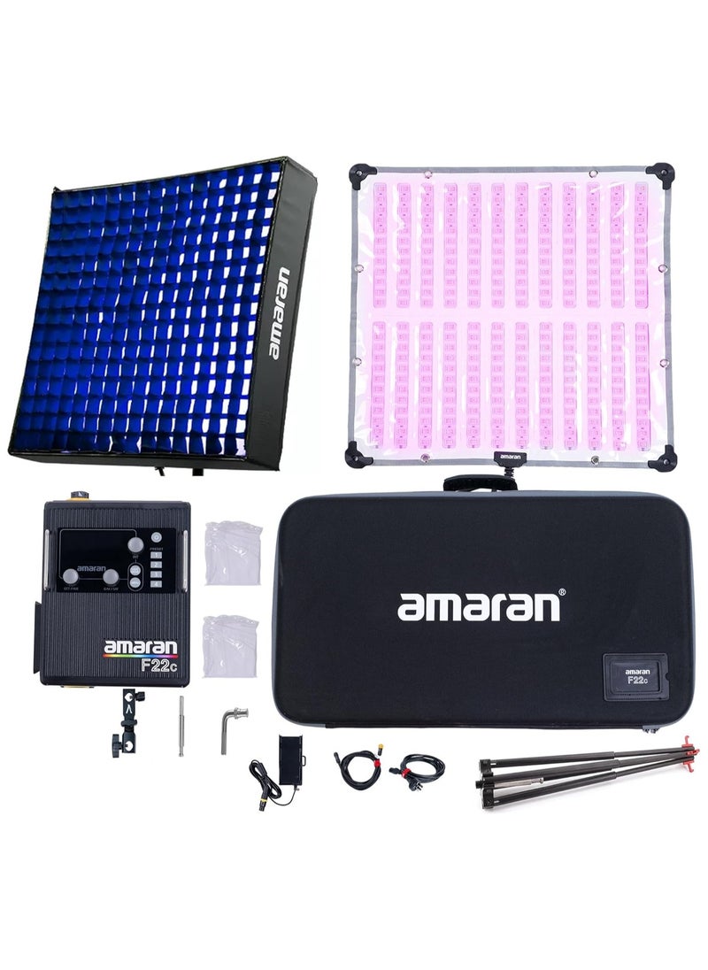 APUTURE AMARAN F22C RGBWW LED Mat (V-Mount, 2 x 2 Feet) – Full-Color Flexible LED Panel with 360° RGB Color Range, Adjustable White Balance (3200K–9500K), High CRI & TLCI, DMX Control, and App Compatibility