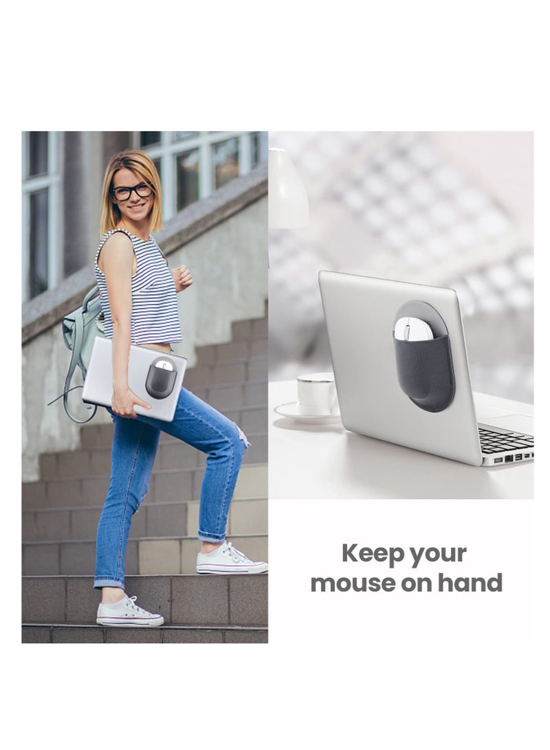 Universal Stick-on Mouse Pouch,  Reusable No Glue Residue Mouse Storage Bag for Wireless Mouse Compatible with All Laptops