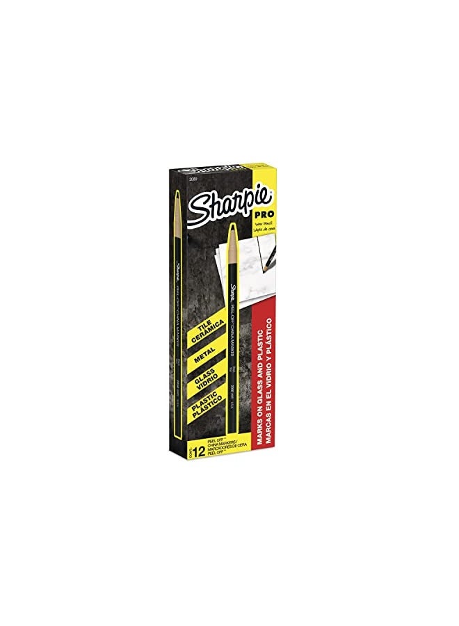 Sharpie Peel-Off China Marker Grease Pencils, Black, Box Of 12