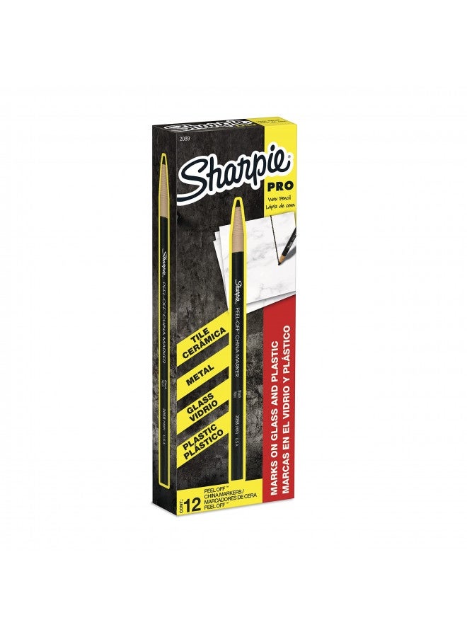 Sharpie Peel-Off China Marker Grease Pencils, Black, Box Of 12