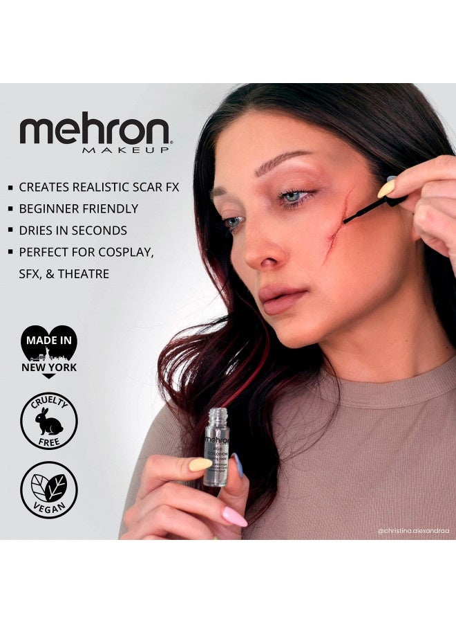 Mehron Makeup Rigid Collodion With Brush | Scarring Liquid | Scar Liquid | Liquid Scar Makeup | Sfx Scar Makeup For Film .125 Oz (4Ml)