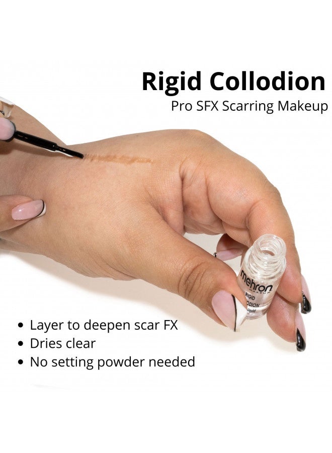 Mehron Makeup Rigid Collodion With Brush | Scarring Liquid | Scar Liquid | Liquid Scar Makeup | Sfx Scar Makeup For Film .125 Oz (4Ml)