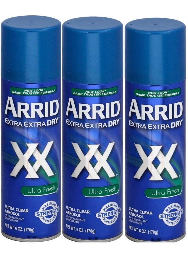 ARRID XX Ultra Clear Anti-Perspirant Deodorant Spray, Ultra Fresh, 6 Ounce (Pack of 3)