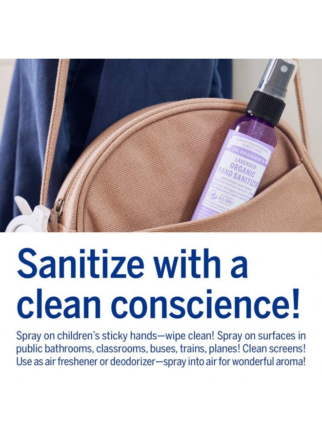 Dr. Bronner'S - Organic Hand Sanitizer Spray (Lavender, 2 Ounce, 2-Pack) - Simple And Effective Formula, Cleanses And Sanitizes, No Harsh Chemicals, Moisturizes And Cleans Hands