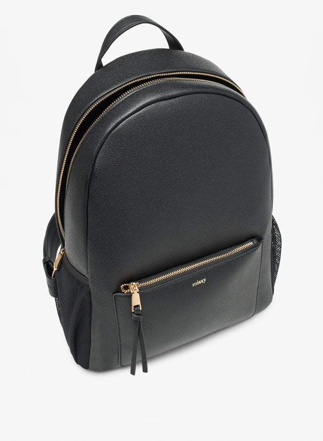 Women Missy Solid Backpack with Adjustable Straps and Zip Closure