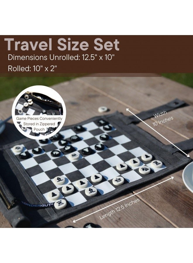 Pitkin Stearns International, Inc. Genuine Leather Roll-Up Travel Game - Chess/Checkers By Sondergut