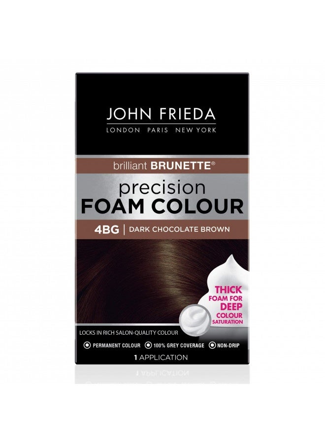 John Frieda Precision Foam Color, Dark Chocolate Brown 4Bg, Full-Coverage Hair Color Kit, With Thick Foam For Deep Color Saturation