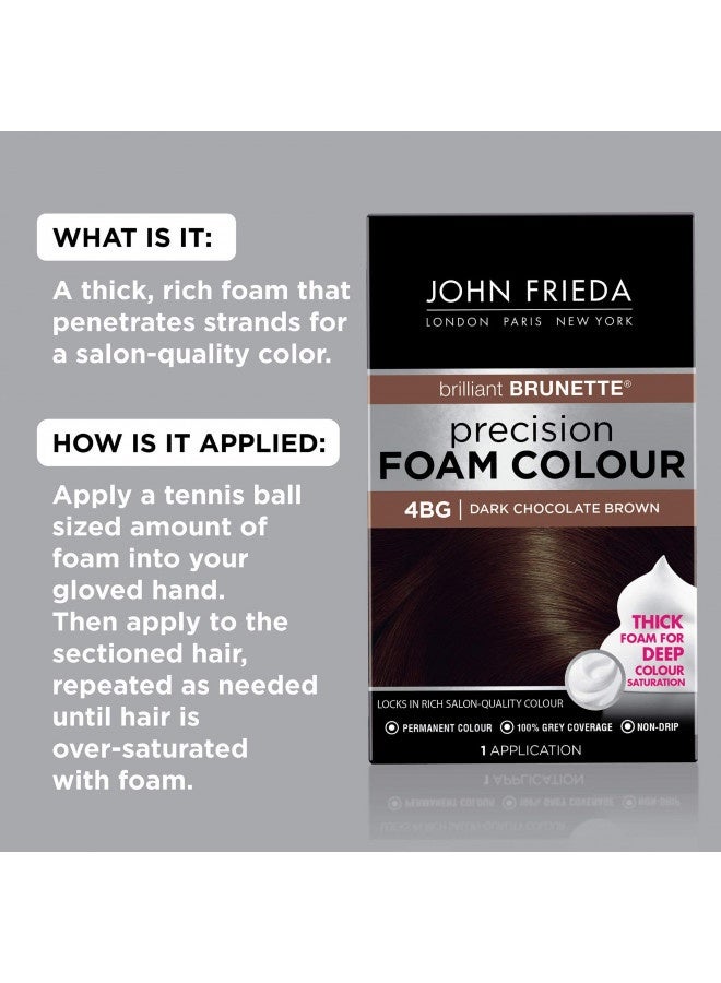 John Frieda Precision Foam Color, Dark Chocolate Brown 4Bg, Full-Coverage Hair Color Kit, With Thick Foam For Deep Color Saturation