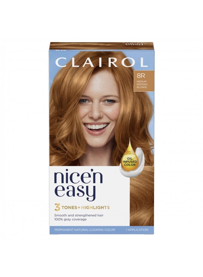 Clairol Nice'N Easy Permanent Hair Dye, 8R Medium Reddish Blonde Hair Color, Pack Of 1