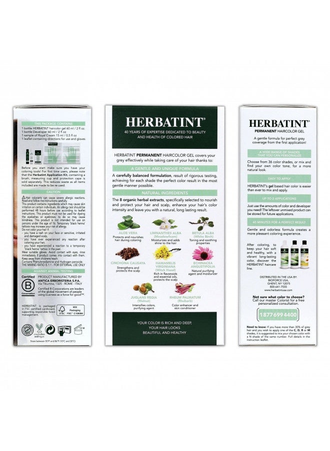 Herbatint Permanent Haircolor Gel, 5M Light Mahogany Chestnut, Alcohol Free, Vegan, 100% Grey Coverage - 4.56 Oz