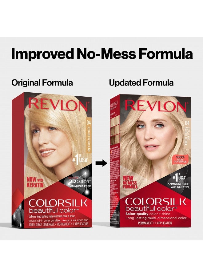 Permanent Hair Color By Revlon, Permanent Hair Dye, Colorsilk With 100% Grey Coverage, Ammonia-Free, Keratin And Amino Acids, 05 Ultra Light Ash Blonde, 4.4 Oz (Pack Of 1)