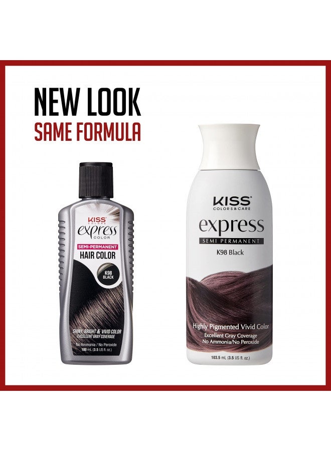 Kiss Express Semi-Permanent Hair Color 100Ml (3.5 Us Fl.Oz) (1 Count, Black)